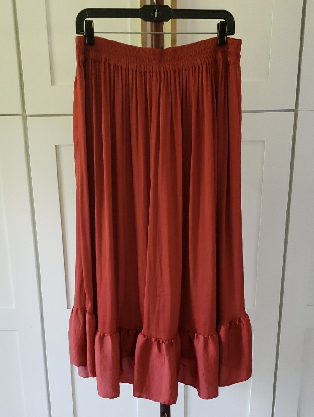 Elle Rust Ruffle-Trim Midi Skirt - Picture 4 of 4